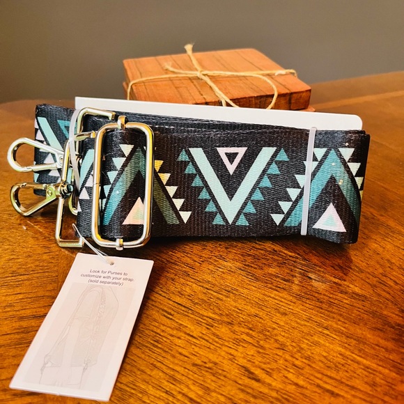 Handbags - Teal and Black Purse or Guitar Strap with Silver Hardware and Buckle (NWT)